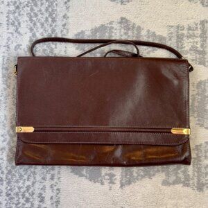 1970s Vintage Mimo Sacs Chocolate Brown Leather Bag